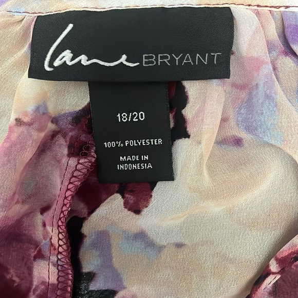 Lane Bryant Blouse Plus Size Women Basic White Pink V Neck Puff Sleeve - Picture 8 of 8